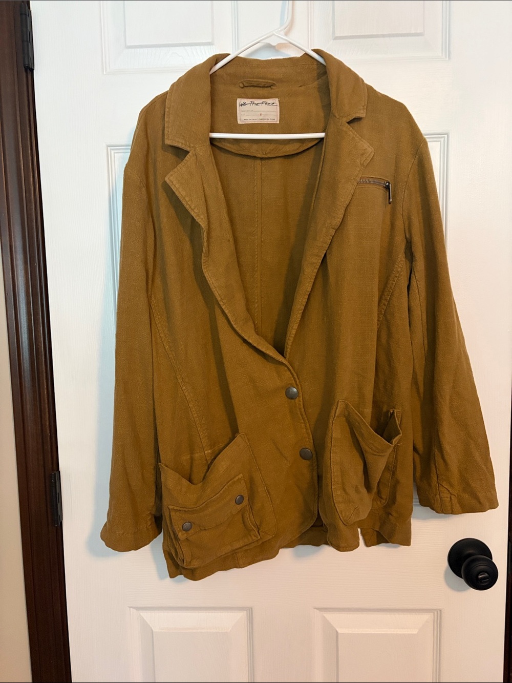 We the Free Wondering Minds linen blend jacket/ blazer Sable